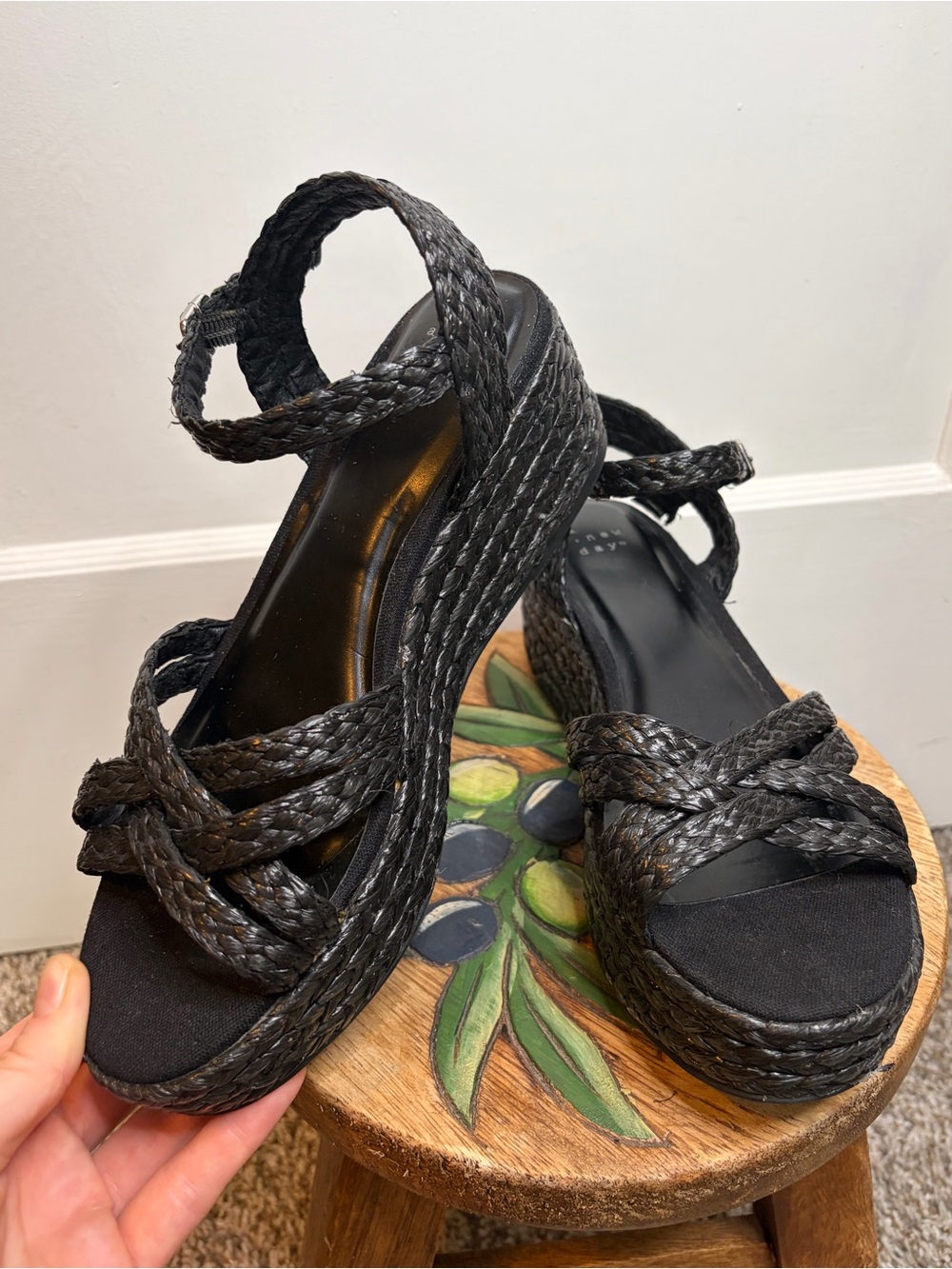 Woven Black Platform Sandals - Women’s 7.5